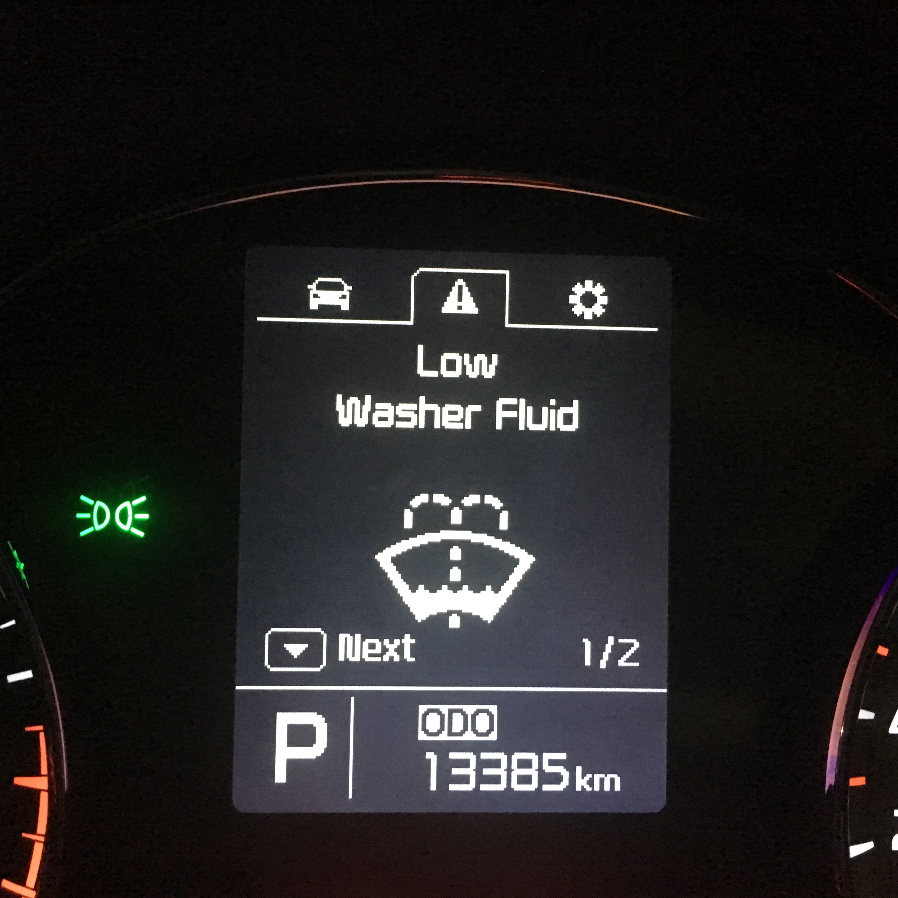 Kia's Low Washer Fluid alert