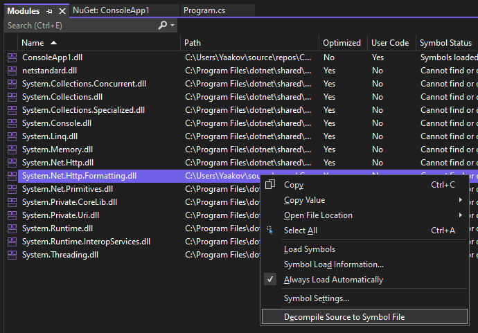 Debugging Third-Party Code in Visual Studio